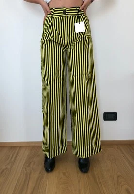 pantaloni a palazzo, Vicolo, taglia S. Fantasia a righe bianchi e neri, eleganti - Immagine 1 di 2