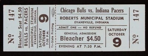1976 (9. Oktober) Chicago Bulls vs Indiana Pacers Full Ticket "1st NBA Game" - Bild 1 von 1