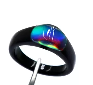 Fire Opal auf schwarz Onyx ausgefallener Statement-Ring für Herren & Frauen Ring Größe 26 - Bild 1 von 7