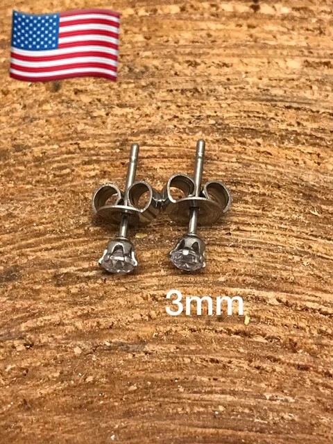 一双不锈钢低过敏性圆形耳钉 3 毫米 — 第 1/4 张图片