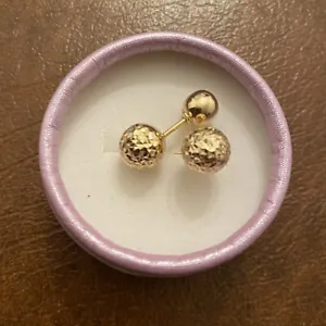 *NEW Earring K18 YG Round ball - Picture 1 of 5