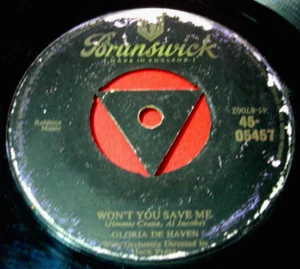 Gloria De Haven Won't You Save Me/Red Hot Pepper Pot 7"UK'55 Brunswick Tri VINYL - Imagen 1 de 6