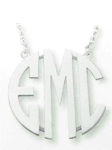Special Order Sterling .925 3 Initial Monogram Laser Cut Necklace 25mm Diameter - Picture 1 of 1