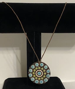 Ceramic Dot Art Pendant Necklace with Carved Scripture - Picture 1 of 8