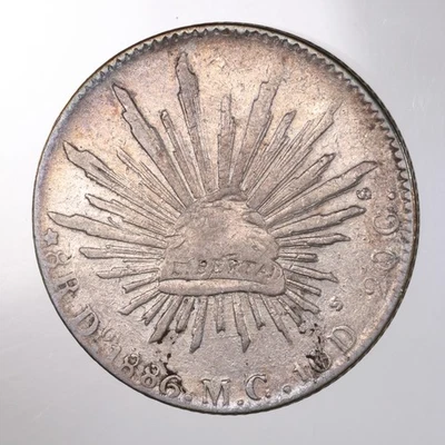 Moneda de 8 reales de plata DO MC 8R México 1886 cruda Foto 1 de 2