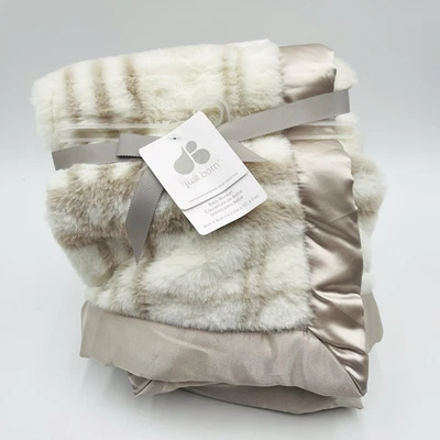 Manta bebé recién nacido a cuadros de lujo felpa ribete satinado nueva con etiqueta Lovey Foto 1 de 4