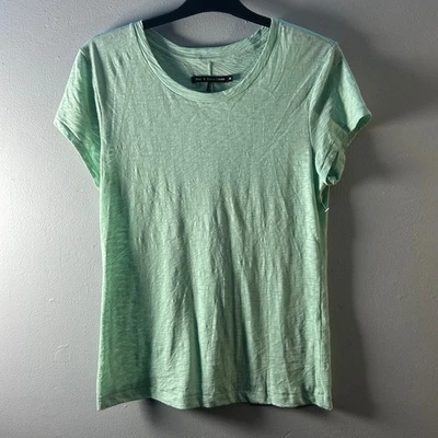 Тряпка кости Jean новом зеленый Slub трикотажа ворота футболка женский размер средний - Изображение 1 из 4