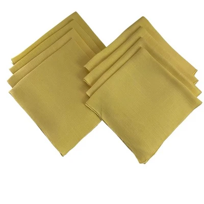 Lot of 8 Linen Cloth Napkins Yellow 13" x 13" Solid Dining Luncheon Shower - Image 1 of 4