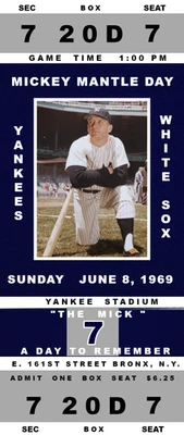 MICKEY MANTLE DAY NEW YORK YANKEES (2) SIDE BY SIDE CONMEMORATIVO TIX Foto 1 de 2