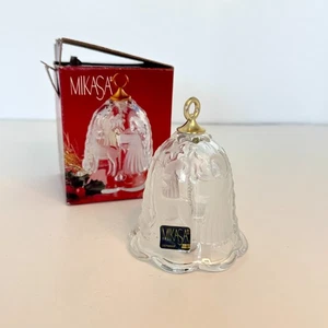 Mikasa Holiday Lights Glass Bell Ornament 4 1/4" w box Angels Reindeer Germany - Picture 1 of 6