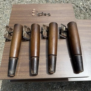 4er Set Vintage 10" Mid Century Modern MCM Holz Schraube Konisch Möbelbeine - Bild 1 von 5
