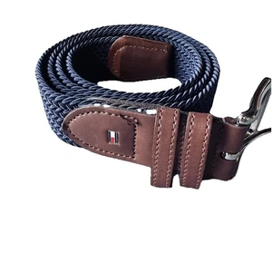 Tommy Cinturón de cuero reversible trenzado elástico para hombre | Azul marino | S/M (32-36) - Imagen 1 de 5