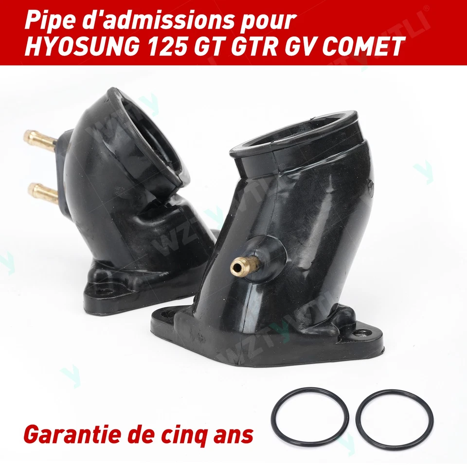 Paire de pipes, pipe d'admissions pour HYOSUNG 125 GT GTR GV COMET - Photo 1/4