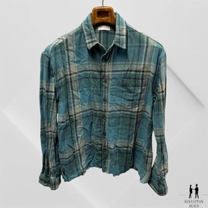 John Elliott Shirt Cotton Plaid Flannel Green Blue  Size 2 M Oversized 23x28 - Picture 1 of 12