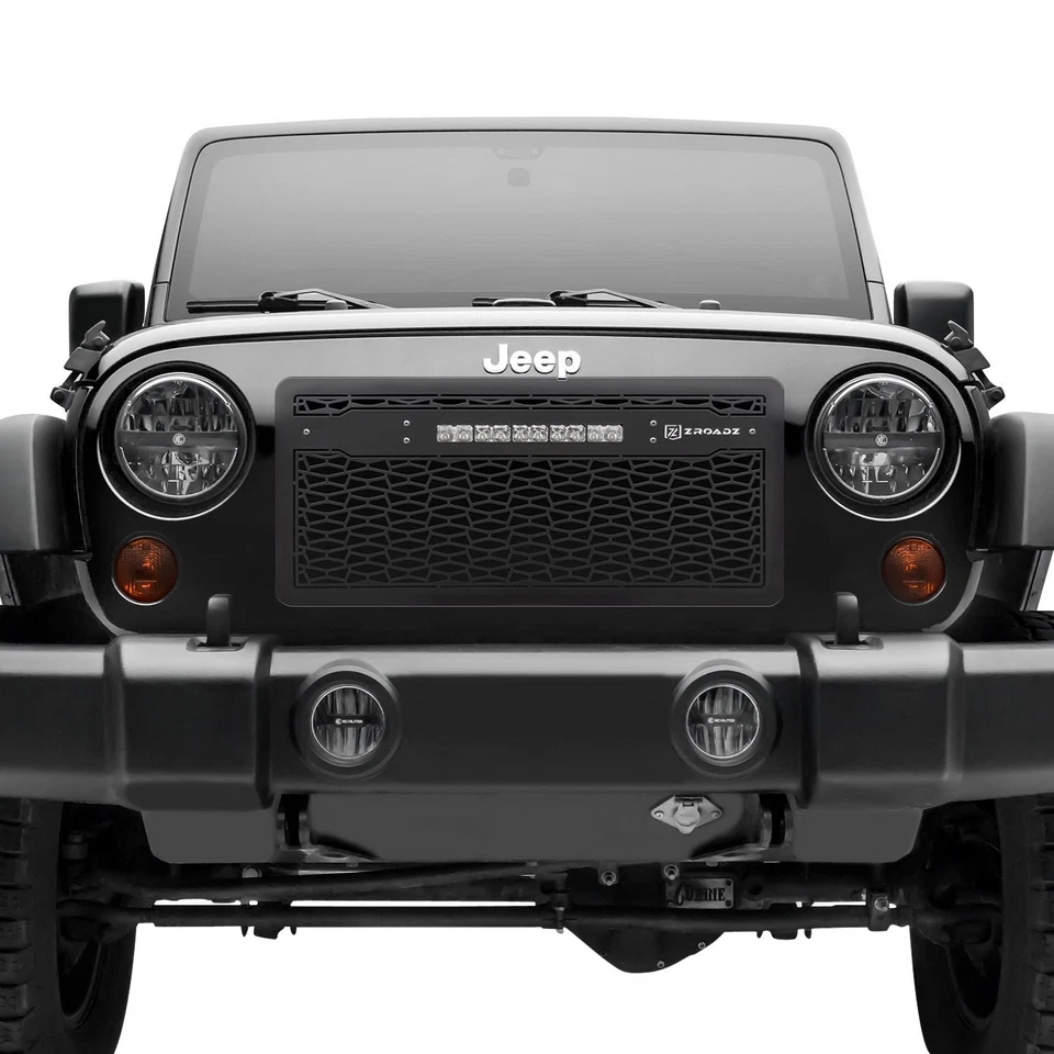 For Jeep Wrangler JK 18 Main Grille 1-Pc ZROADZ Series Black Laser Cut Main Foto 1 de 4