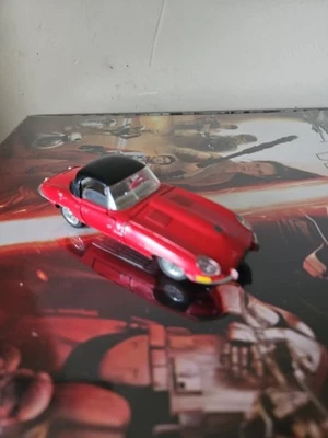 Vintage Tekno Denmark Jaguar E-type. Red diecast car 1:43. Doors hood trunk open - Image 1 of 4