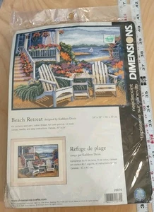 Dimensions Needlepoint Beach Retreat 20070 12 x 16 Zoll Neu in Verpackung 2008 Adirondack Stühle - Bild 1 von 5