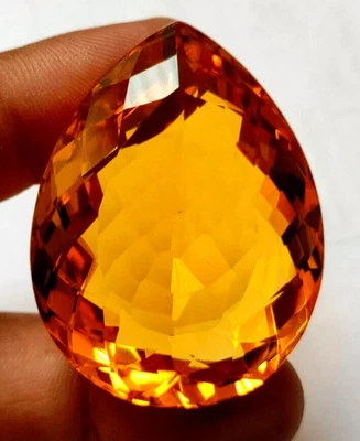 AGL Certified Natural 400 Ct Pear Cut Yellow Citrine Brazilian Loose Gemstone - Image 1 of 4