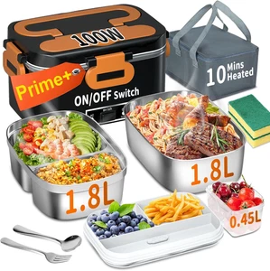 Elektrisch beheizte Brotdose für Erwachsene, 100W 3-IN-1 2er Pack 1,8L Behälter Heizung - Bild 1 von 12