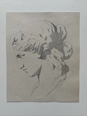 Antiguo Grabado 1868 Académico Mujer Retrato Estudio Mitológico Ariadna Foto 1 de 2