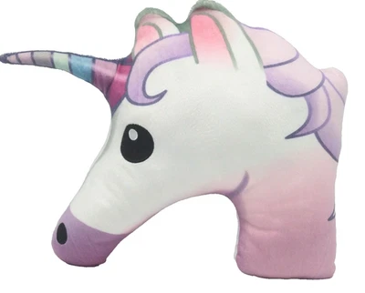 Almohada Cabeza Unicornio Felpa Púrpura Blanca Decorativa Orientada a la Izquierda para Cama o Viaje. Foto 1 de 3