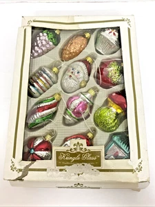 Vintage Kringle Glass Traditional Glass Ornaments Boxed 12 Kurt Adler - Picture 1 of 8