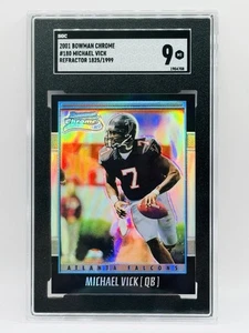 2001 Bowman Chrome Michael Vick rifrattore RC 1825/1999 SGC 9 come nuovo classificato - Foto 1 di 6