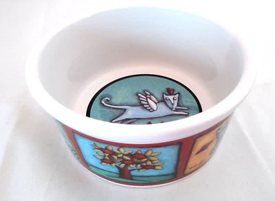 Flight of the Blue Cat Bowl Ursula Dodge Design 6 pulgadas gres firma Foto 1 de 4