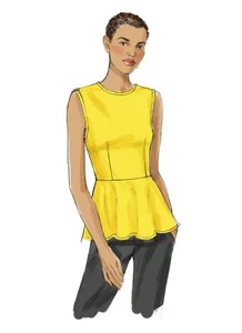 Vogue Sewing Pattern 8815 Misses Peplum Sleeves Back Zipper Tops 16-24 Uncut - Picture 1 of 4