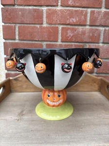 Ponche DEPT 56 Glitterville HALLOWEEN naranja calabazas y gatos negros asustados - Imagen 1 de 19