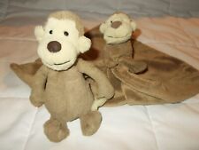 Jellycat Bashful Monkey Soother Security Blanket Plush Lot of 2 Brown