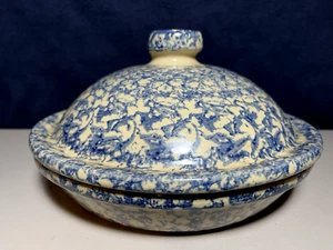 Robinson Ransbottom Keramik blau Schwammgeschirr 9-3/4" Tortenplatte mit Deckel - Bild 1 von 8