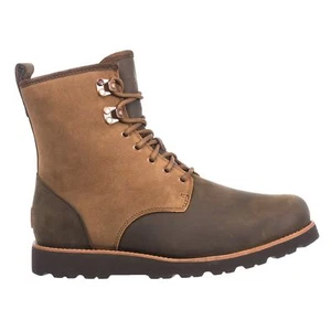 UGG Mens Hannen Winter Boots Waterproof Leather Mens Sz 9 M Dark Chestnut - Picture 1 of 6