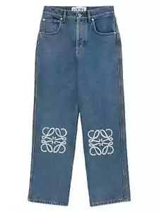 Pantalones de mezclilla rectos azules medio recortados LOEWE Anagram para mujer talla 46 #307238 - Imagen 1 de 5