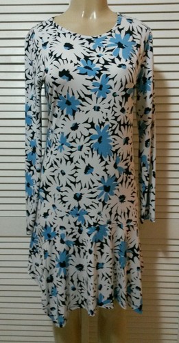 NUOVO! Abito MICHAEL Michael Kors Heritage blu stampa floreale orlo balza taglia M L*