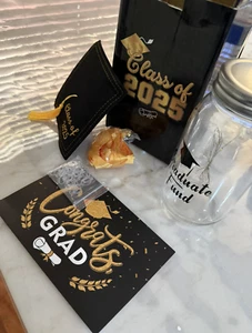 2025 Graduation Gifts Lighted Graduation Mason Jar DIY Fill with Money NEW - Picture 1 of 14