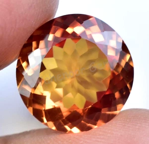 FLAWLESS Natural Imperial Topaz 14.05 Ct Round Untreated Certified Gemstone - Picture 1 of 7