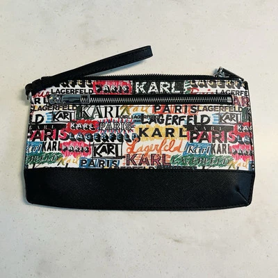 Bolso sin asas Karl Lagerfeld doble cremallera muñeca arco iris negro logotipo Foto 1 de 4