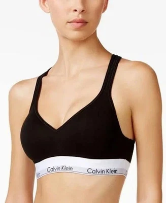 NUEVO Paquete de 2 bralette de algodón modal negro/blanco Calvin Klein para mujer L sin alambre Foto 1 de 4