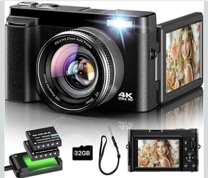 Cámara digital 4K 48MP 16X enfoque automático zoom digital cámara fotográfica 3 pulgadas 180° - Imagen 1 de 8