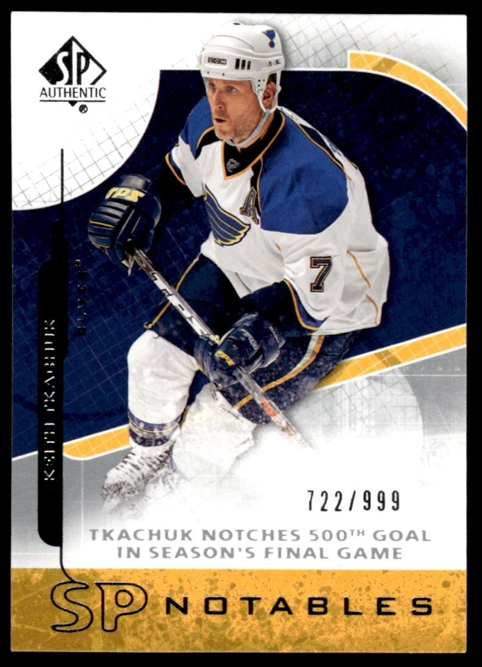2008-09 SP Authentic NOTABLES Keith Tkachuk /999 St. Louis Blues #133 - Image 1 of 2