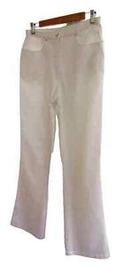 Wichele Women's White Jeans High Waisted Slim Leg Diamante Trim Designer Size 14 - Picture 1 of 9