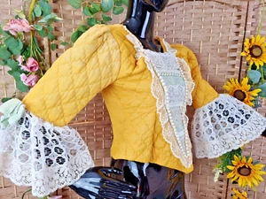 Handmade Steampunk Top Ruffle Victorian Goth Cosplay Costume Frill Small Yellow - Picture 1 of 12