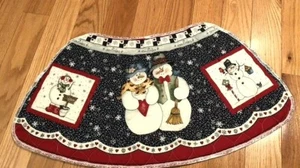 Quilted  table mat  with snowmen on blue, new 27 x 13, handmade, polyester  - Picture 1 of 5