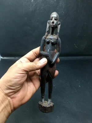 Antigua antigua rara de madera tallada a mano negra tribal africana figura escultura Foto 1 de 4