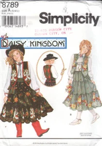 Sewing Pattern Simplicity 8789 / 0663 Daisy Kingdom Skirt, Sash, Blouse & Vest - Picture 1 of 2
