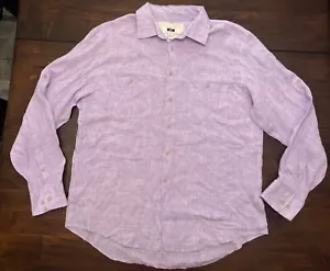 Camisa Joseph Abboud 100 % lino púrpura con lengüeta enrollable abotonada para hombre talla XL - Imagen 1 de 3