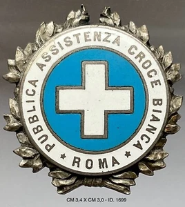 PUBBLICA ASSISTENZA CROCE BIANCA ROMA 1900 DISTINTIVO LIBERTY PER VOLONTARI - Foto 1 di 8