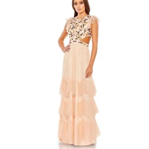 NWT Mac Duggal Womens Pink Embroidered Cut-Out Evening Dress Gown 12 BHFO 0439 - Picture 1 of 7