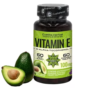 Vitamin E Immune system Face Hair Acne Antioxidant Heart support 60 tablets - Picture 1 of 11